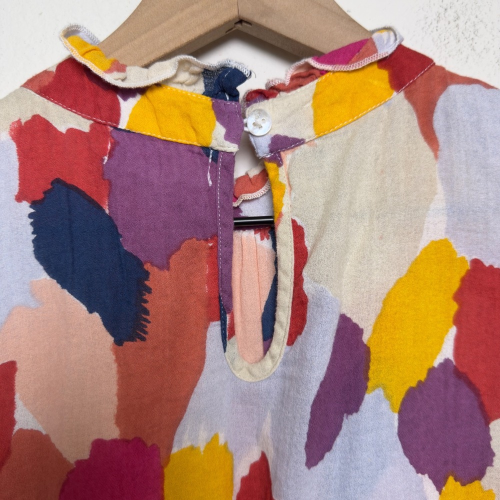 THML Women Top Medium Watercolor Abstract Mabli Art‎ to Wear Cap Sleeve Cotton - Picture 9 of 9